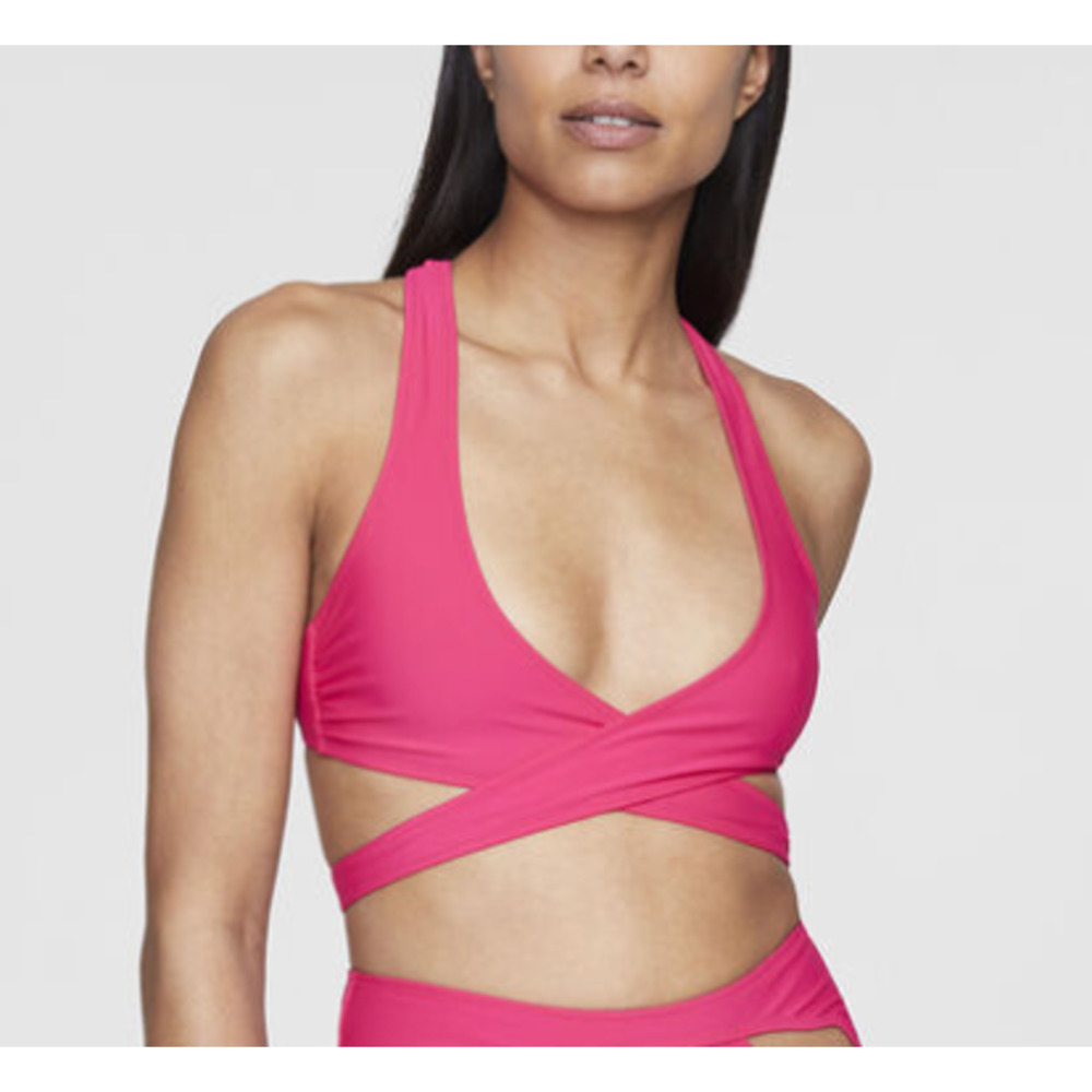 Stella McCartney Graphic Cutout Wrap Bikini Top | Hot Pink, Sz XS $265 - Picture 8 of 8